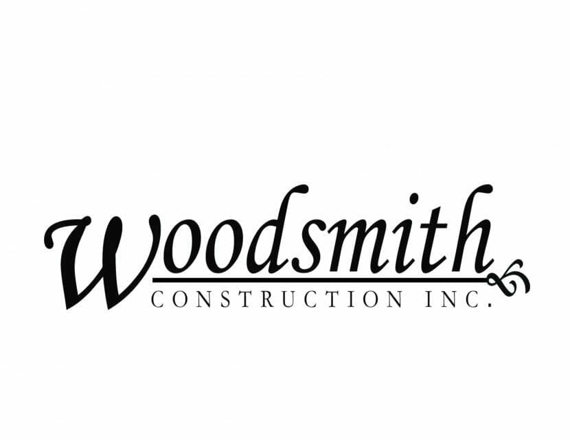Woodsmith Construction Logo with black lettering and a white background